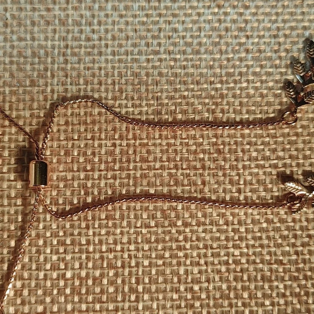 Rose Gold Adjustable Slider Chain Leaf Bracelet